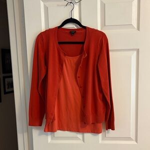 Talbots Burnt Orange Cardigan Set, size large